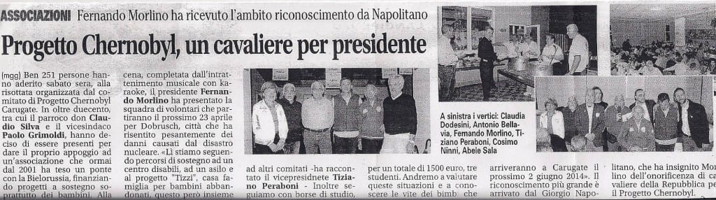Articolo sulla Gazzetta della Martesana del 31 marzo 2014